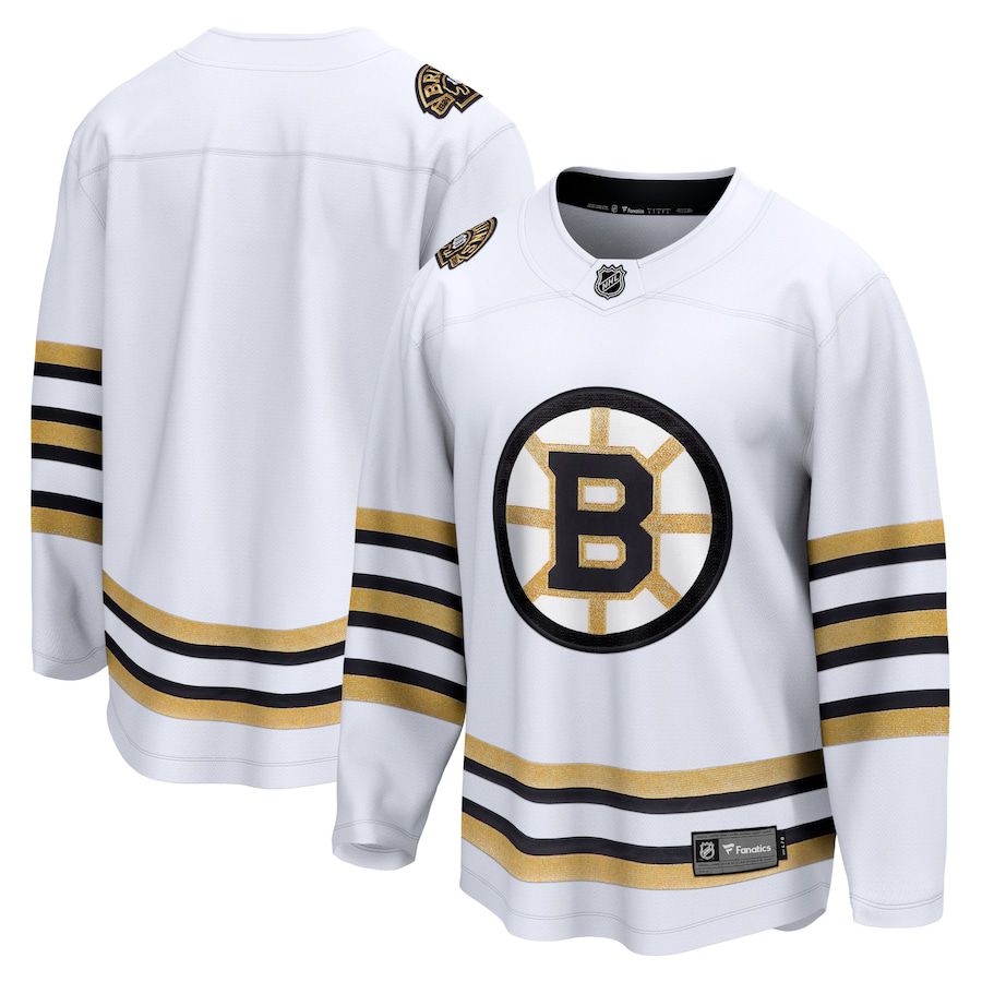 Men Boston Bruins Fanatics Branded White 100th Anniversary Premier Breakaway NHL Jersey->customized nhl jersey->Custom Jersey